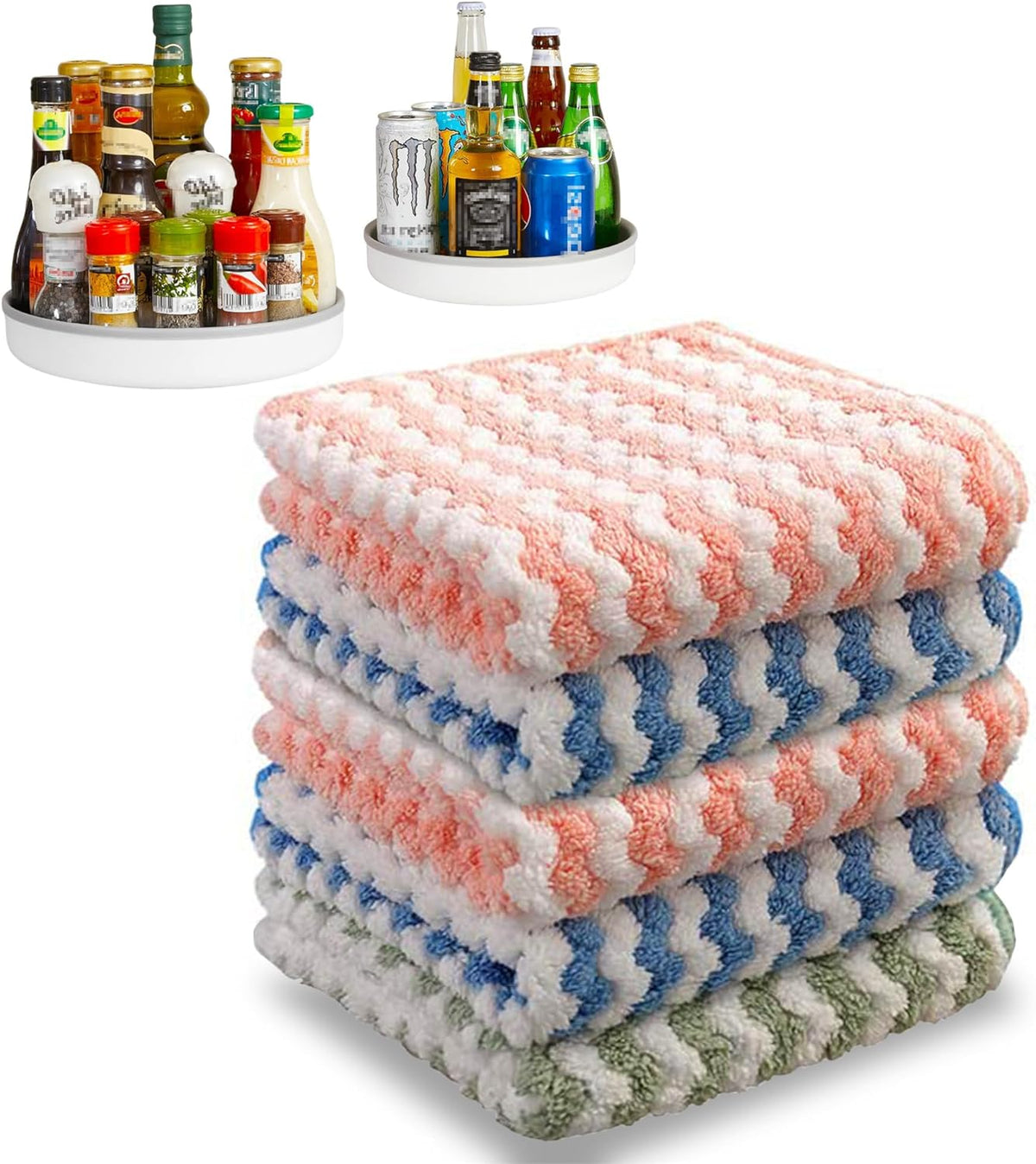 JOYMOOP Microfiber Cleaning Cloth, 5 PCS Kitchen Towels(10" x 10"), Absorbent Streak Free Lint