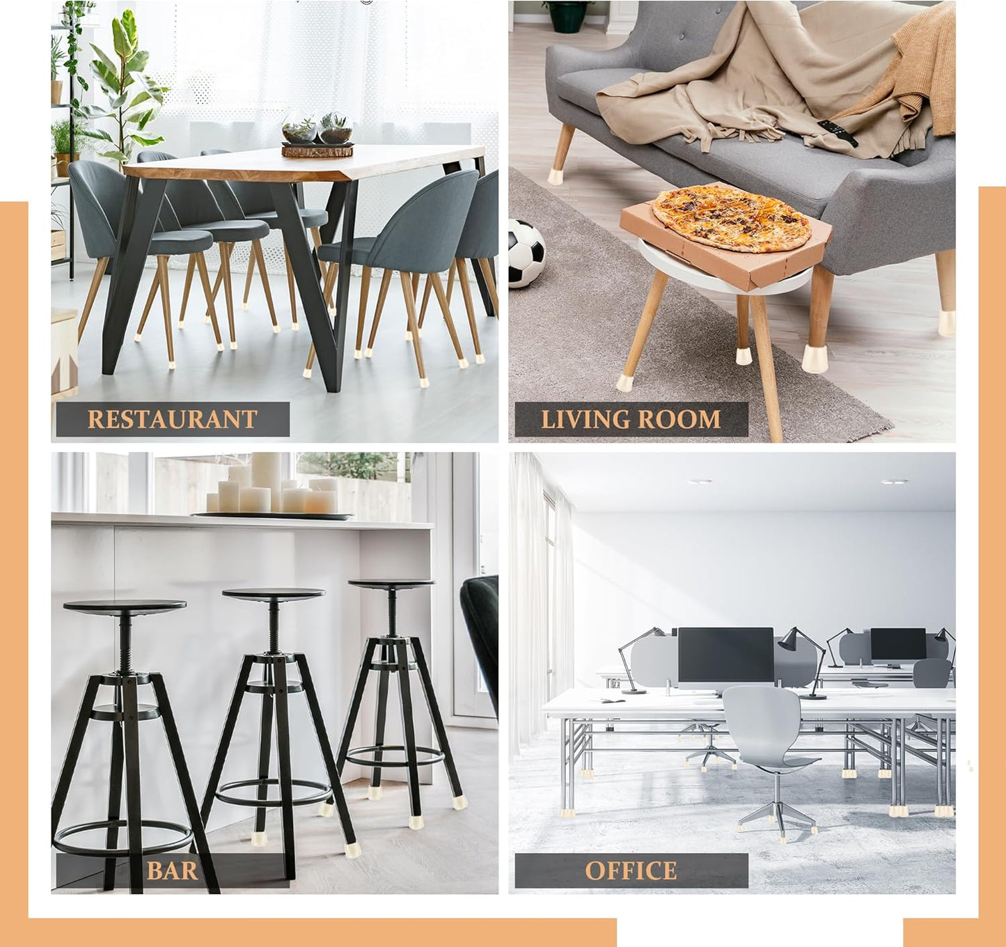 5/8" Round Rubber Chair Leg Tips Caps, Chair Leg Floor Protectors, Non-Slip Chairs Legs Caps, Stool