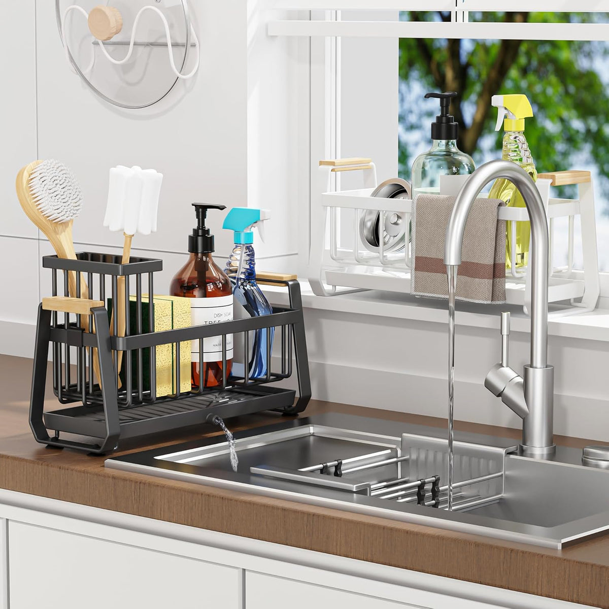 Doasuwish Sponge Holder for Kitchen Sink with Dish Brush Holder, Rustproof 304 Stainless Steel Sink