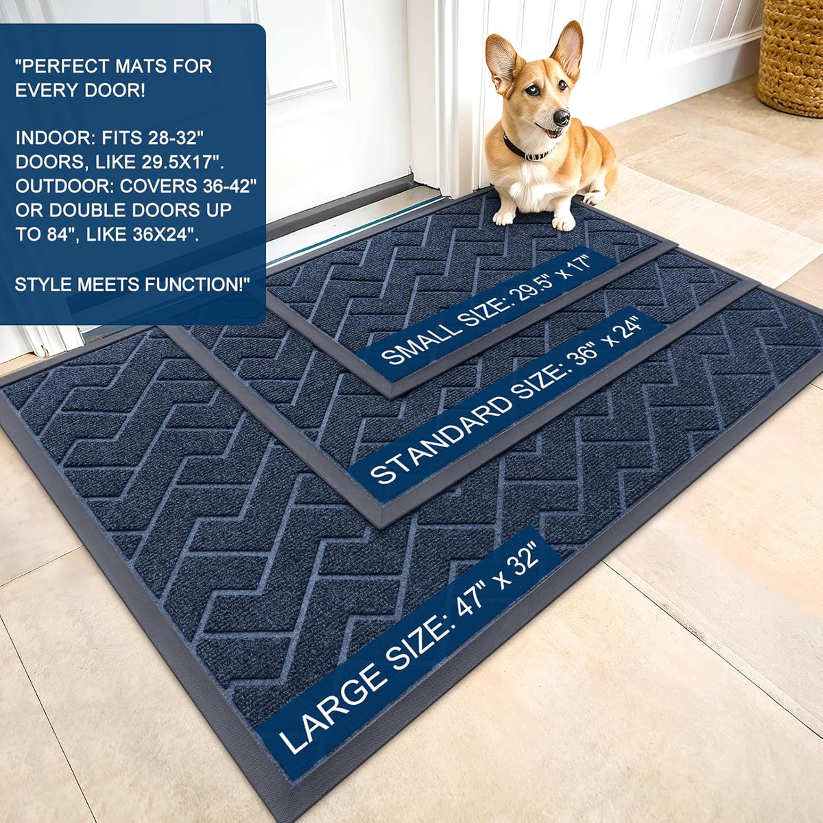 OLANLY Front Door Mat Indoor Outdoor Entrance, Waterproof All-Season, All-Weather Doormat, Sturdy