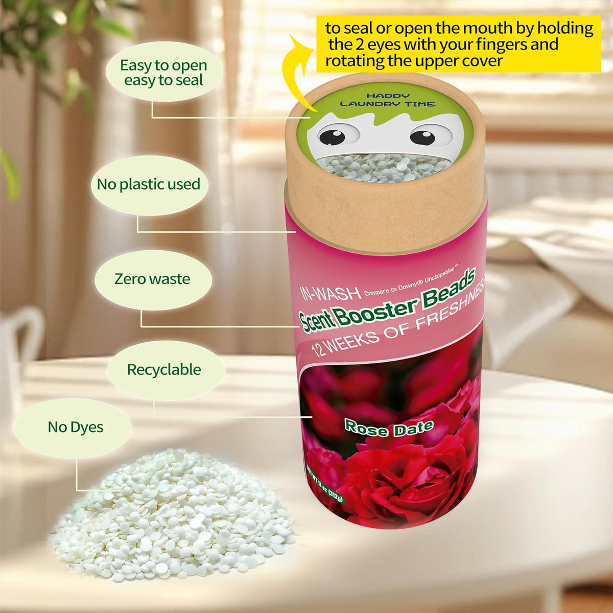 DR.EASY Laundry Scent Boosters 312g,Rose Date Scent Boosters for Washer，Bulk Laundry Booster Beads