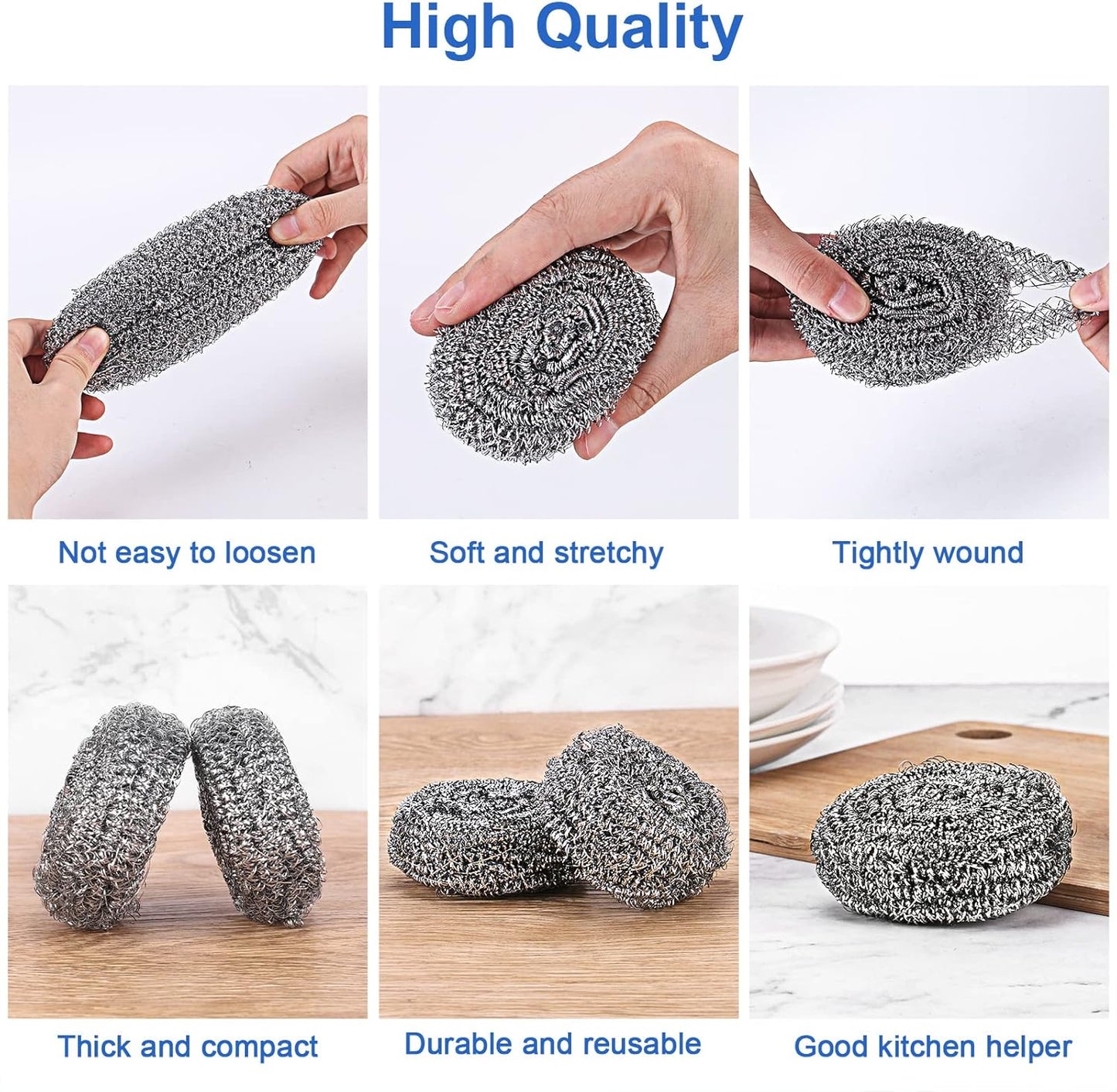 12Pack Upgraded Steel Wool Scrubbers - Premium Stainless Steel Scrubber, Metal Scouring Pads, Steel