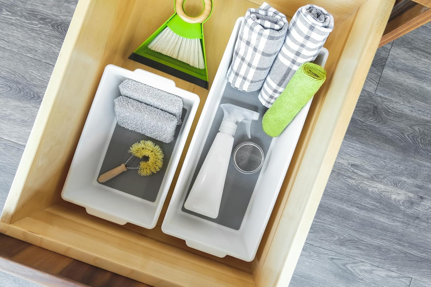 Madesmart Plastic Multipurpose Storage Organizer Deep Bin with Handles, Portable Under Sink and