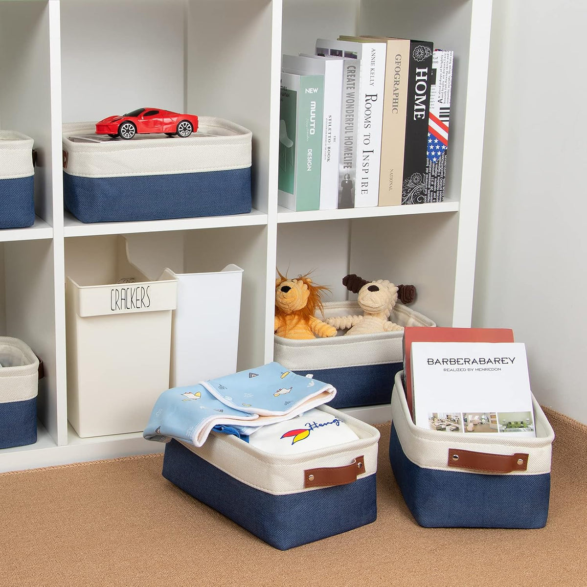 DULLEMELO Set of 6 Small Baskets for Organizing, Small Fabric Storage Bins for Toys Storage