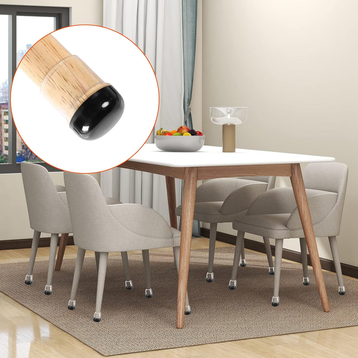 Ezprotekt 24 Pcs Extra Small Clear Chair Leg Sliders for Carpet, Round Teflon Furniture Pads for