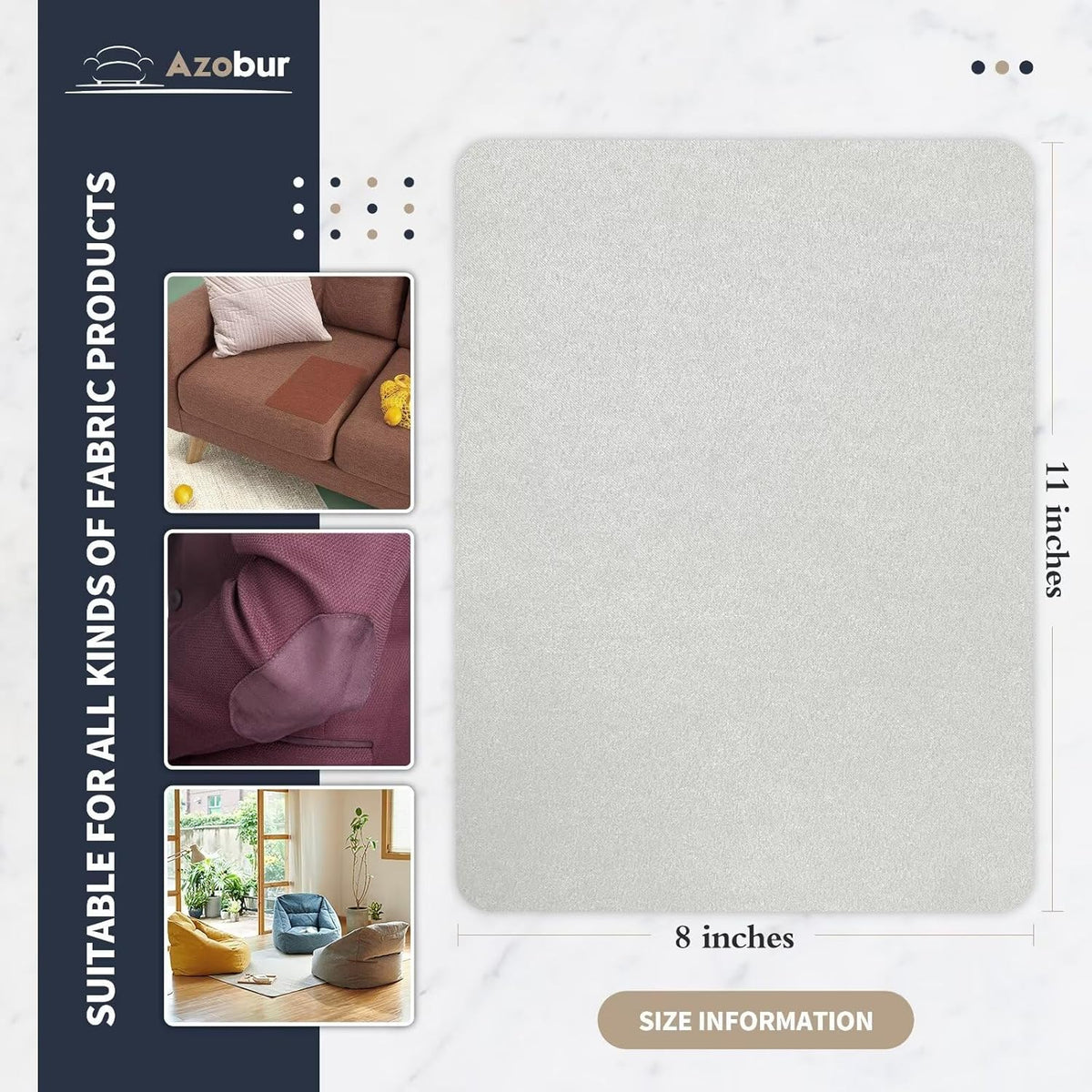 Azobur Velvet Patch,Self-Adhesive Rectangular Flannel Fabric Patch,Multicolor Available Anti