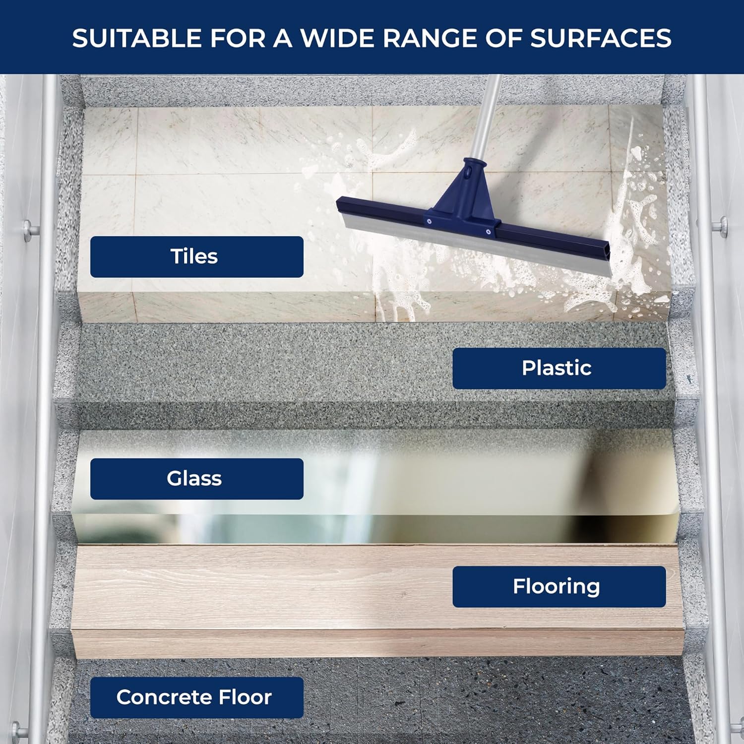 DSV Standard Floor Squeegee for Concrete Floor, 17.5" Large Floor Squeegee Broom for Floor, Heavy