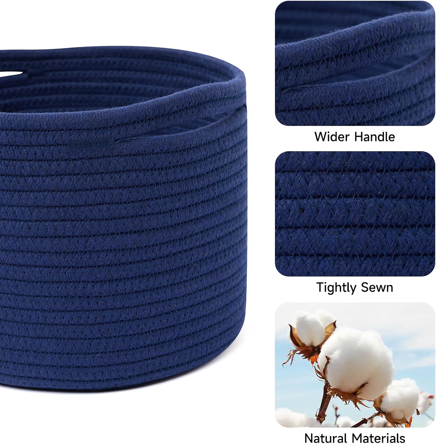 Small Basket for Organizing | Cube Shelf Closet Storage Baskets | 9.7×9.7×7.1” | Woven Rope Gift