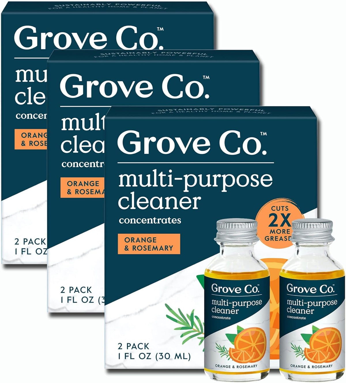 Grove Co. Multi-Purpose Cleaner, Refill Concentrate (6 x 1 Fl Oz) Plant-based Household Cleaning