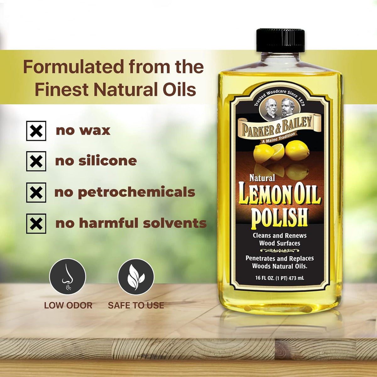 PARKER & BAILEY LEMON OIL POLISH - Natural Lemon Scented Wood Cleaner & Furniture Polish, Cleans