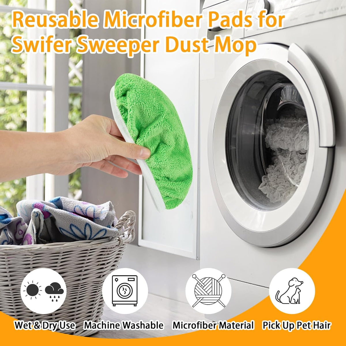 Reusable Dry Sweeping Cloths Microfiber Wet Mop Pads Compatible with Swiffer Sweeper Mop