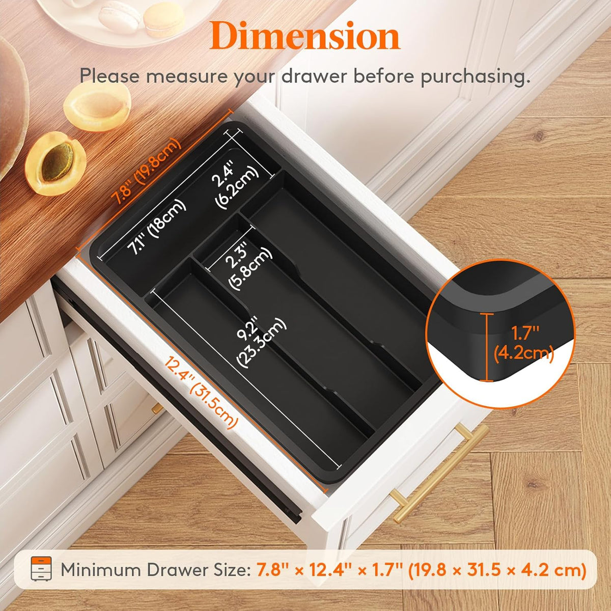 Lifewit Silverware Tray, Cutlery Drawer Organizer Storage for Kitchen, Plastic Flatware Utensil