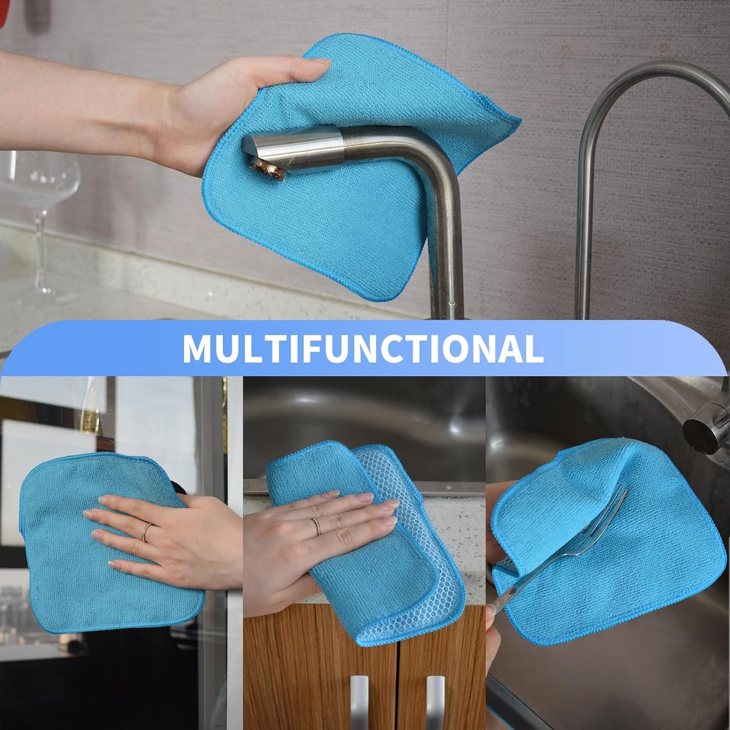 KinHwa Kitchen Washcloths for Dishes Absorbent Microfiber Dish Cloths Quick Dry Dish Rags with Poly