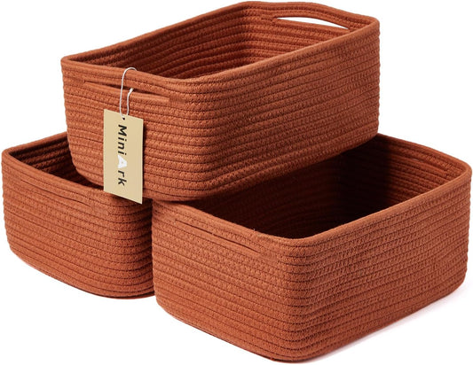 Small Storage Baskets for Organizing | Closet Organizer Bins | Shelf Toy Basket | Woven Rope