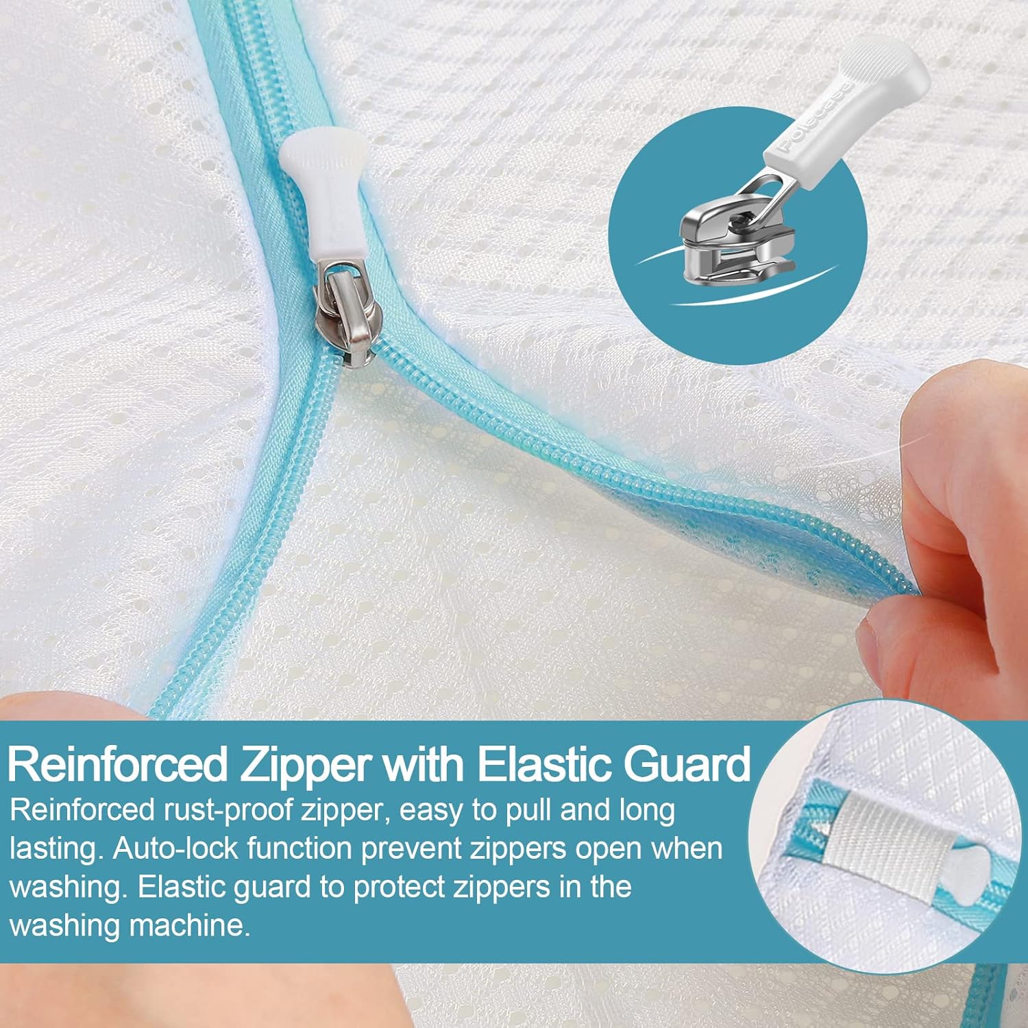 Polecasa 3Pcs Extra Durable 125g Diamond Mesh Laundry Bags with Sturdy Zipper for Delicates