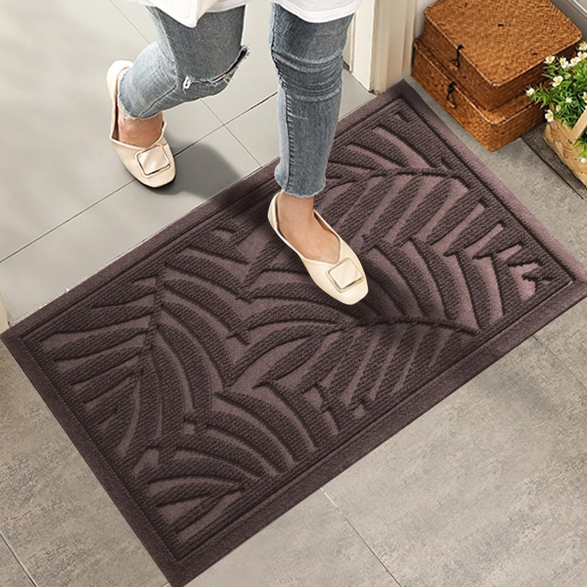 Front Door Mat, Absorbent Resist Dirt Welcome Door Mat Indoor Outdoor, Waterproof Doormat, Sturdy