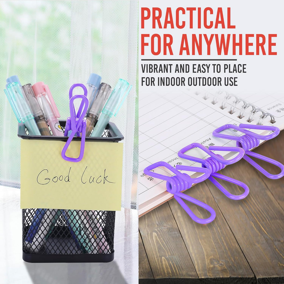 30 Pack Purple Chip Bag Clips for Food - PVC 2 Inch Coated Sealer for Sealing Food - Paper Holder
