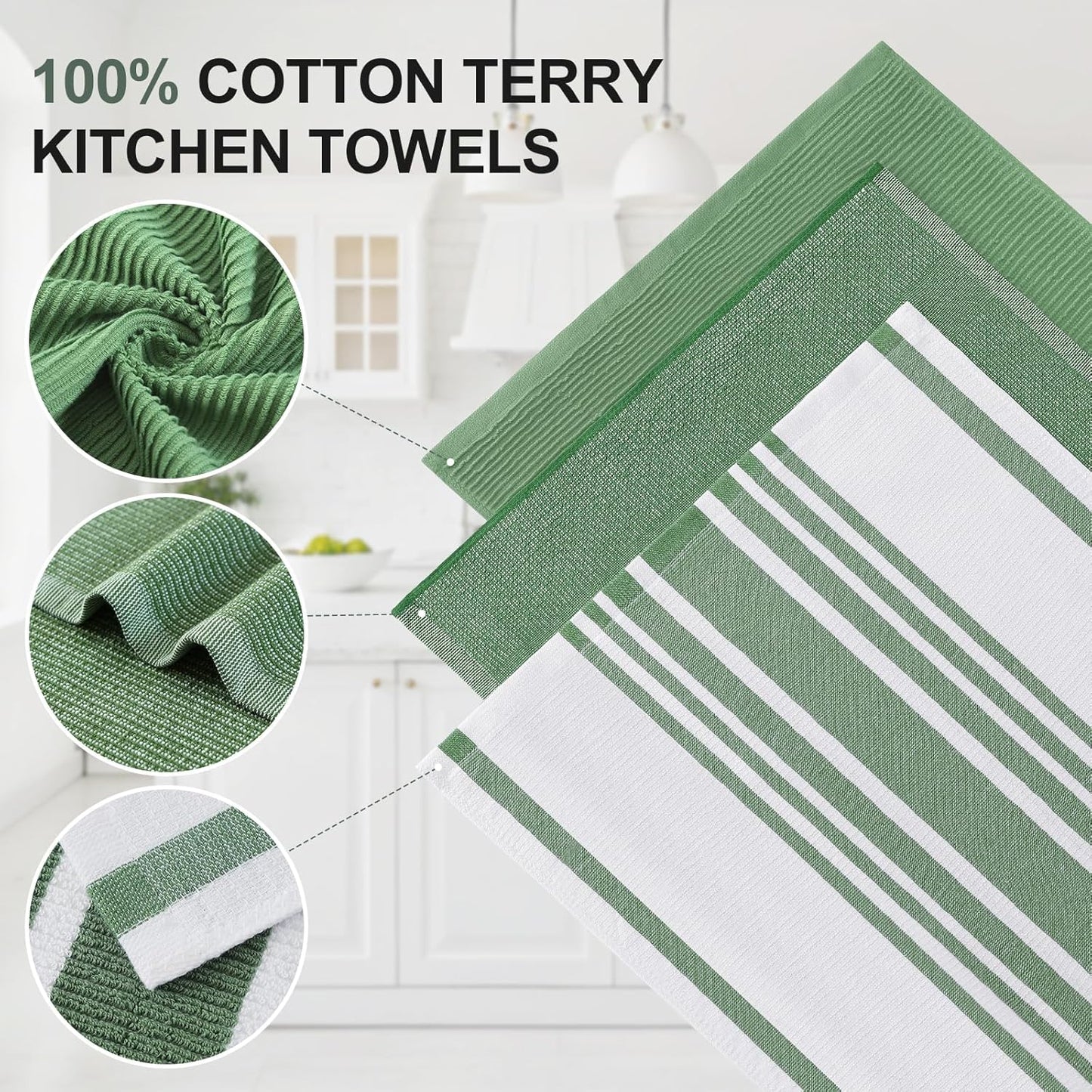 Homaxy Premium Kitchen Towels(18”x 28”, 9 Pack), Large Cotton 380 GSM Kitchen Hand Towels, Soft and