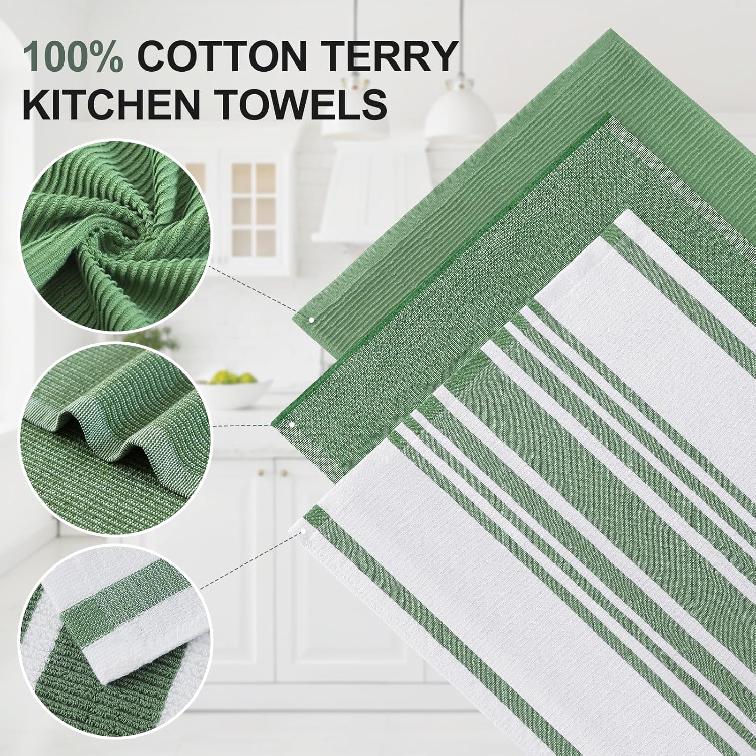 Homaxy Premium Kitchen Towels(18”x 28”, 12 Pack), Large Cotton 380 GSM Kitchen Hand Towels, Soft