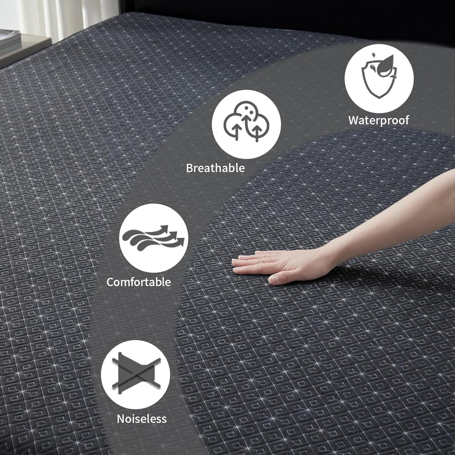 BEDLORE Queen Mattress Protector, Waterproof Noiseless Mattress Cover with Deep Pocket for 6-18