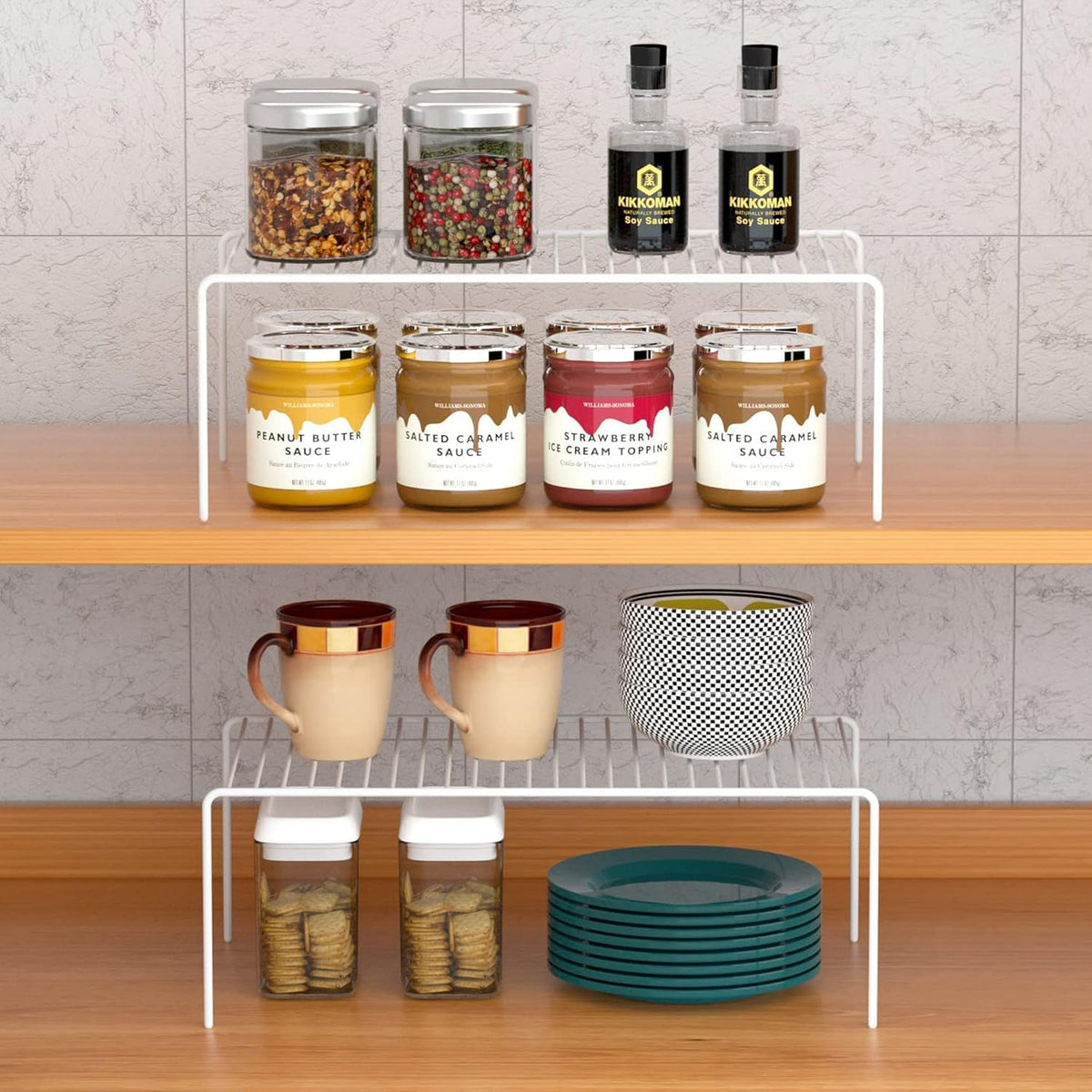 iPEGTOP Large (15.7 x 9.4 Inch) Kitchen Freezer Cabinet Storage Shelf, Set of 4 Rustproof Metal