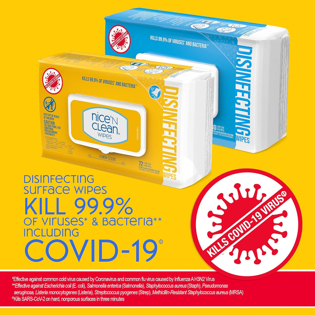 Nice 'N Clean Disinfecting Surface Wipes 304ct | Cleans & Disinfects Home & Kitchen Surfaces |
