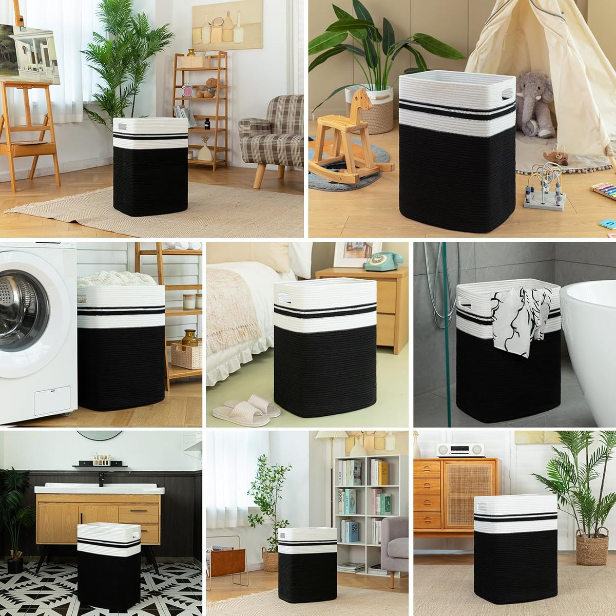 OIAHOMY 91L Laundry Hamper, XXXLarge Laundry Basket, Collapsible Cotton Rope Basket,Woven Storage