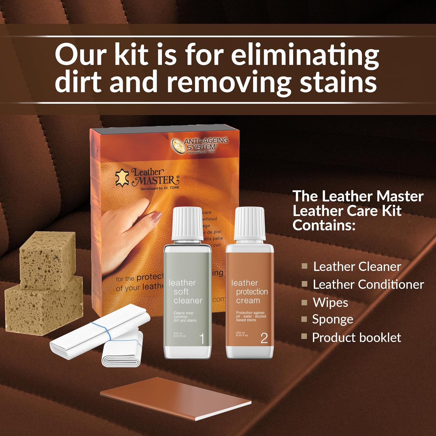 Leather Master Leather Care Kit | Leather Cleaner and Conditioner Kit | Cleans & Restores Car
