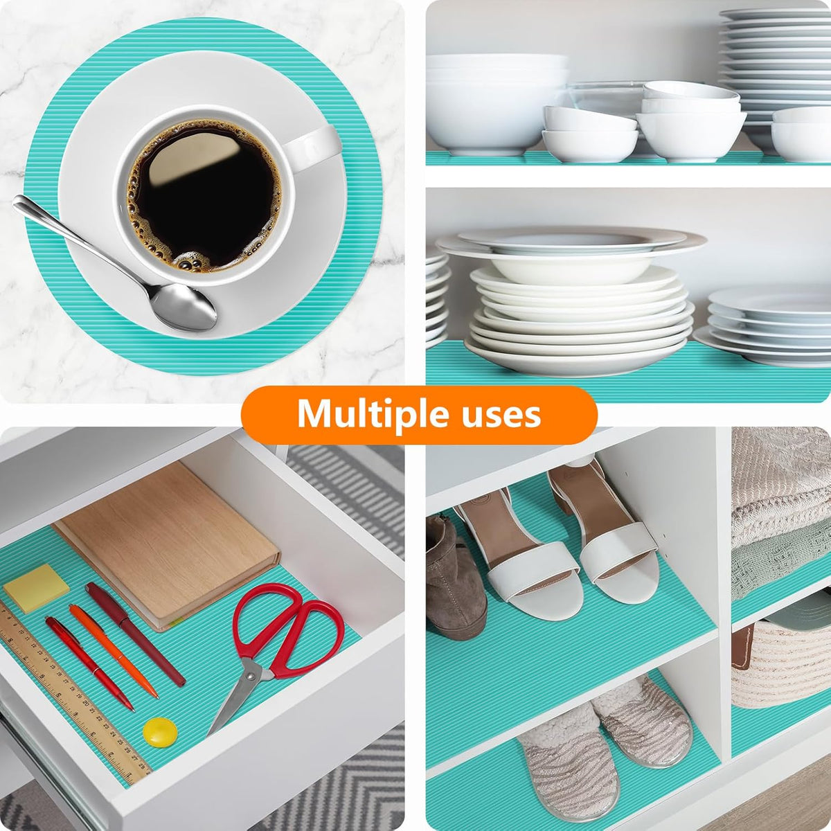 Shelf Liners for Kitchen Cabinets Drawer Liner Non Adhesive Cupboard Mat EVA Material Waterproof