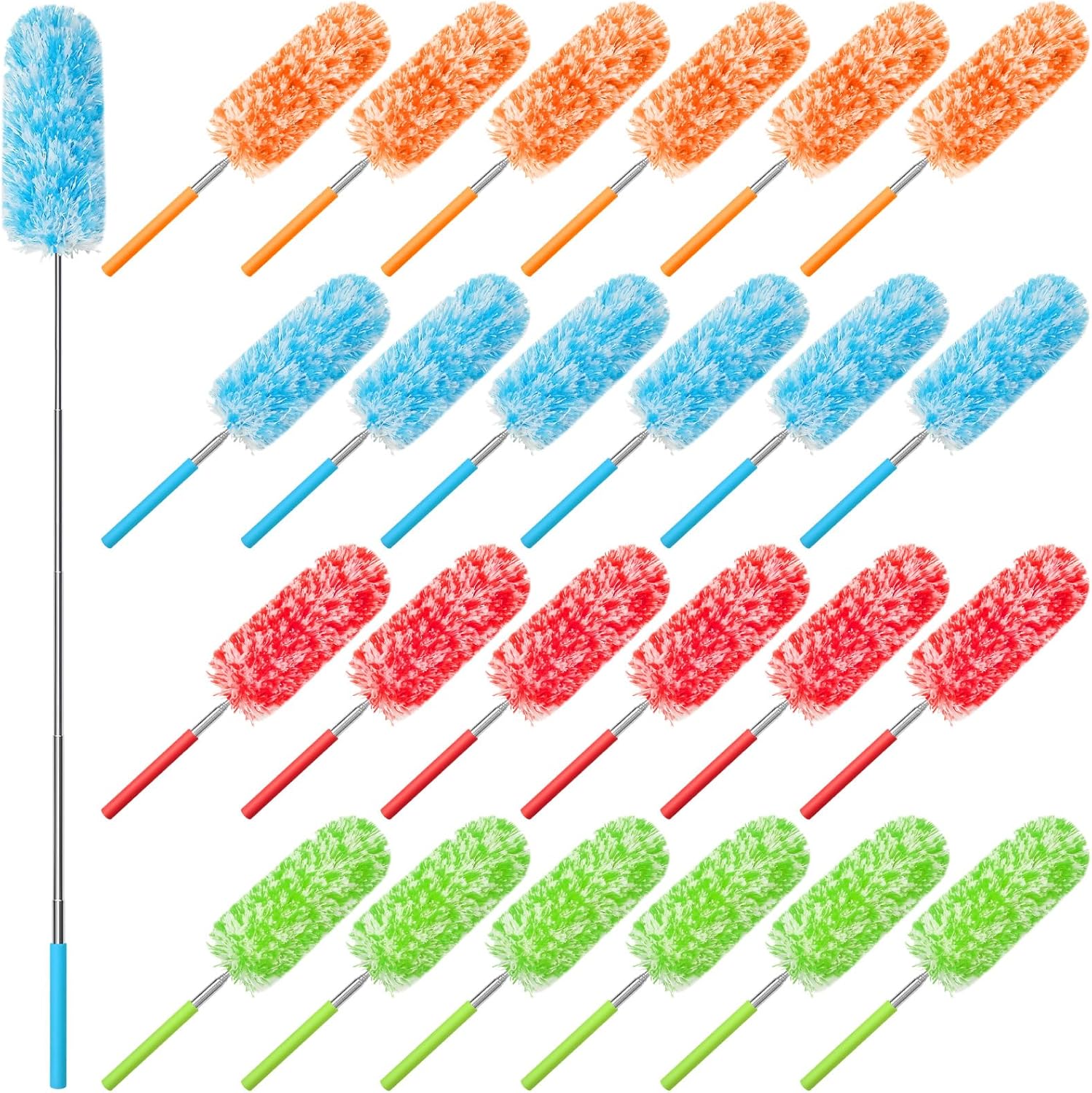 Tanlade 24 Pcs Microfiber Feather Duster for Cleaning 13-31 Inch Extendable Cobweb Dusters Ceiling