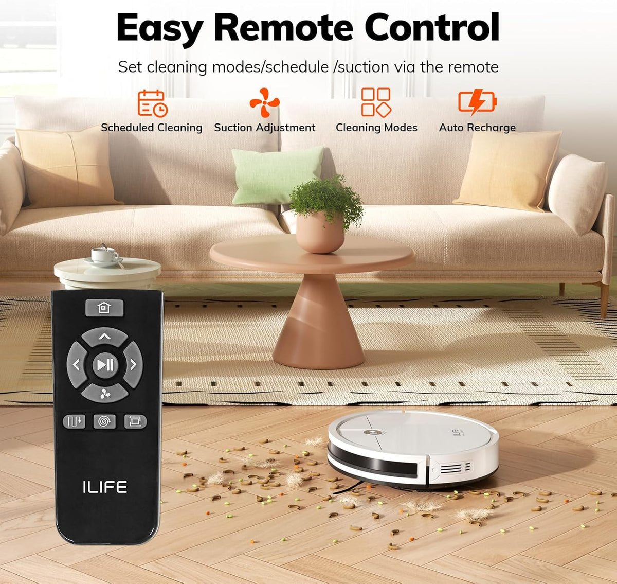 ILIFE V2 Robot Vacuum Cleaner, Tangle-Free Suction, 120 Mins Runtime, Slim, Self-Charging Robotic