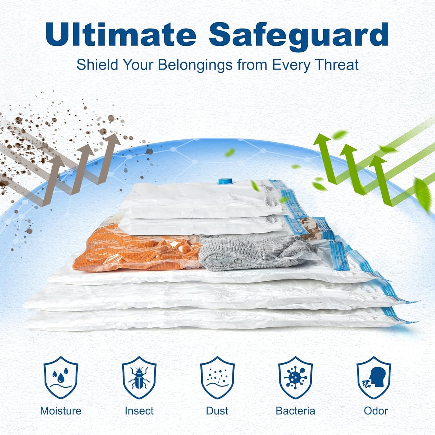 HOUSE DAY 22 Pack Vacuum Seal Bags For Clothing Travel, 80% Space Saving Travel Vacuum Bags with