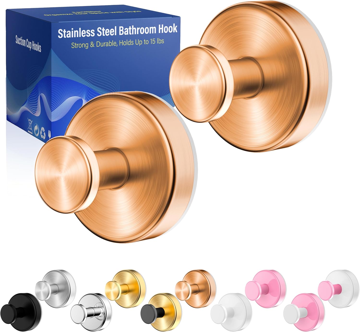 Suction Cup Hooks for Shower,Wreath Hanger for Front Door,Removable No Drill Towel Loofah