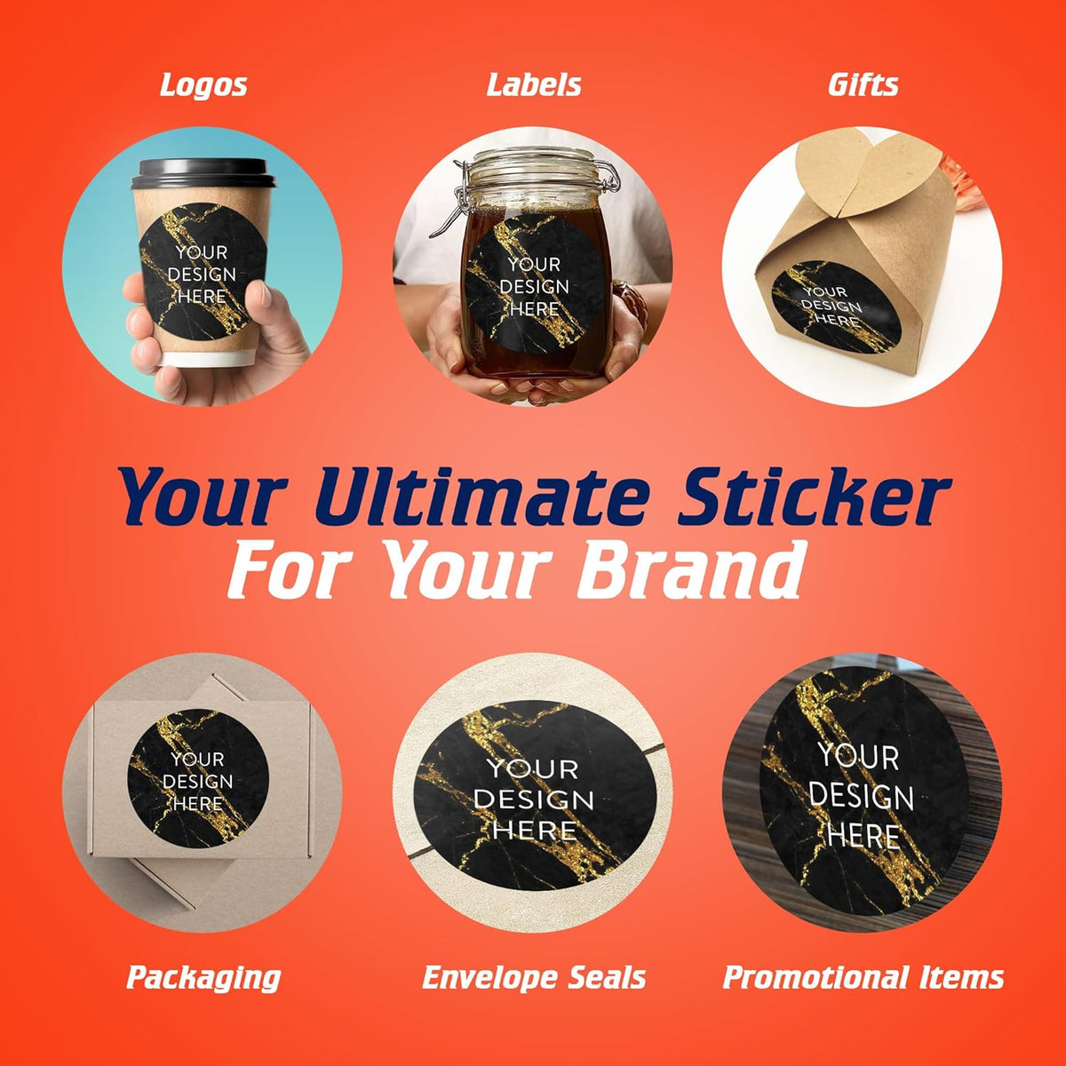 100 Custom Vinyl Stickers - Upload Your own Image, Text, Design, Logo - Personalized Logo Labels