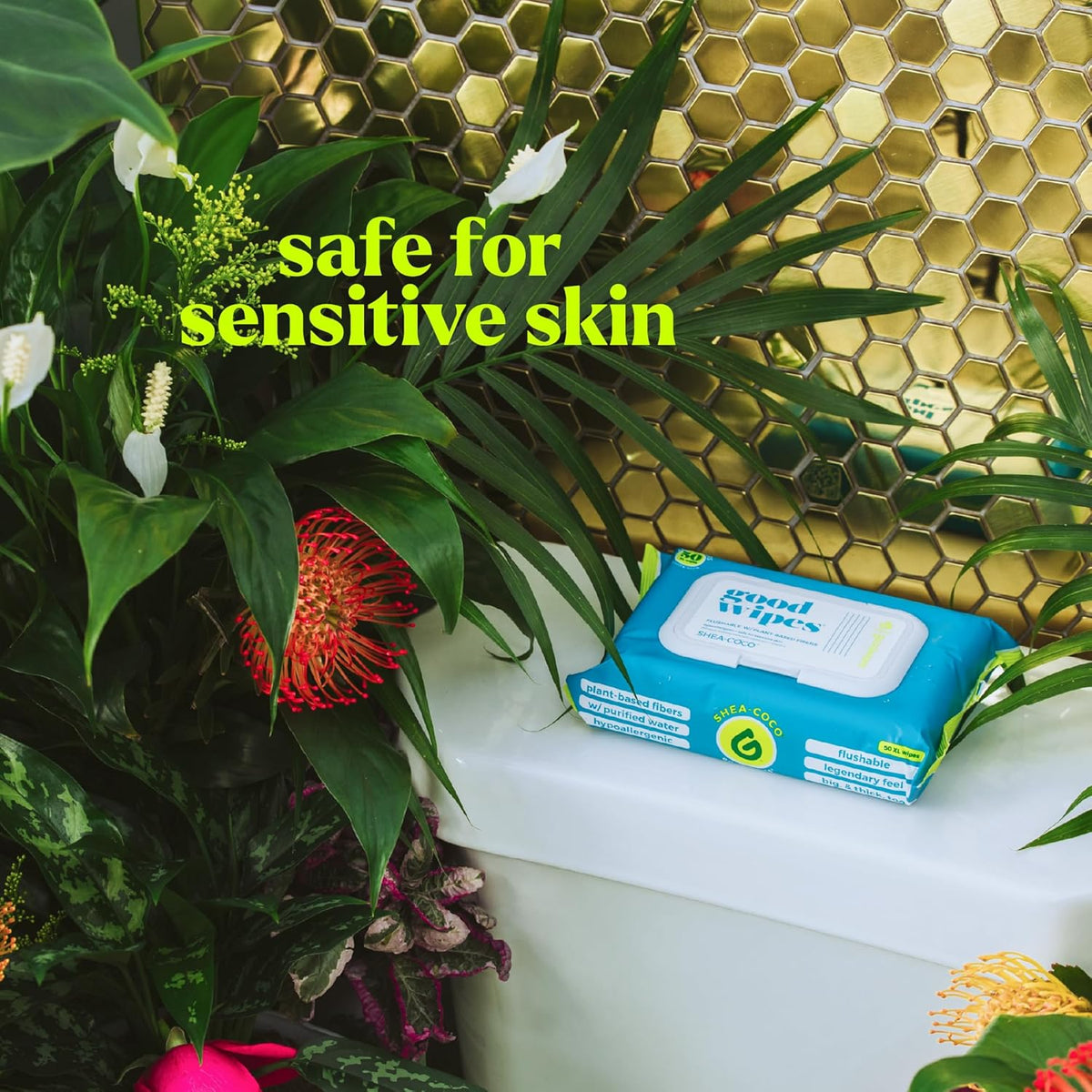 goodwipes Flushable Butt Wipes - Vitamin E & Aloe - Sewer & Septic Safe - Extra Large Adult Wet