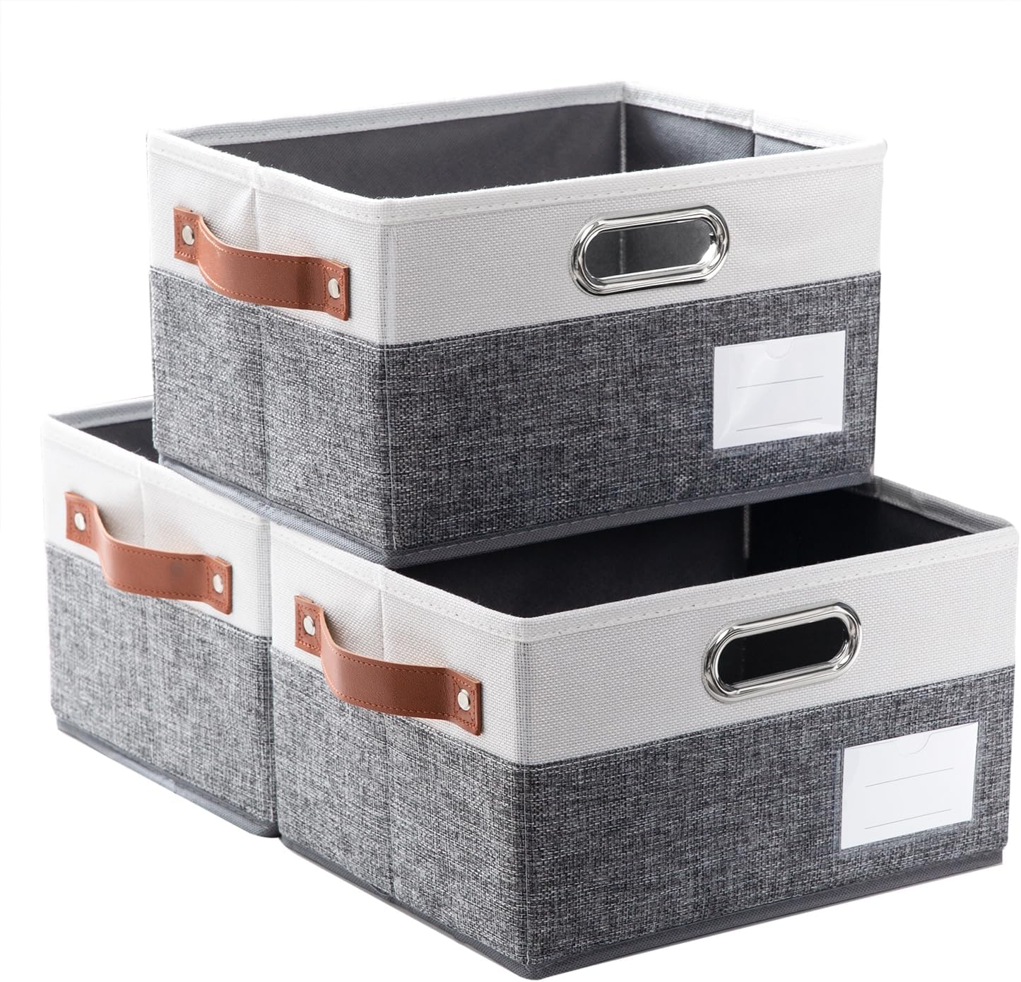 PRANDOM Foldable Storage Bins with Handles [3-Pack] Fabric Collapsible Storage Boxes Baskets Cubes
