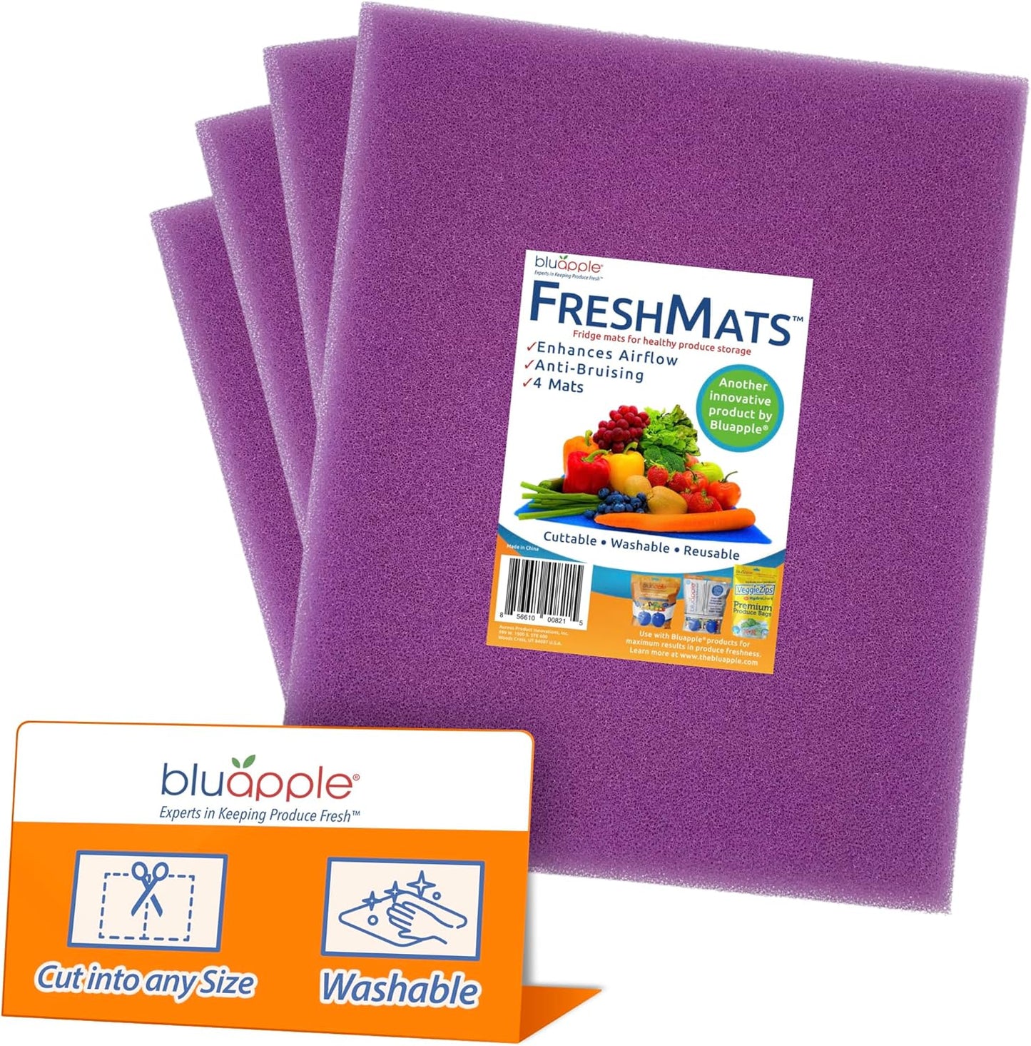 Bluapple FreshMats, Refrigerator Liner, Fridge Drawer Mats, Crisper Life Extender Liner Keeps