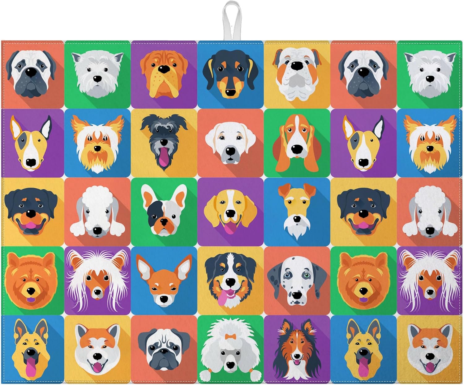 Cute Dogs Dish Drying Mat for Kitchen Counter Microfiber Absorbent Dish Kitchen Drying Mat Draining
