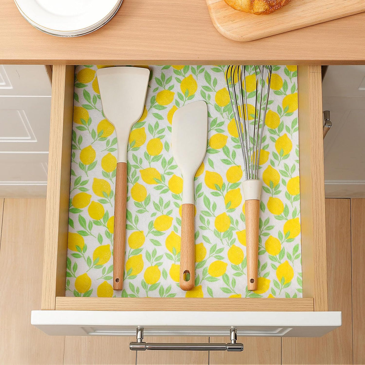 Cooyes 6 Pack Polyester Shelf Liners for Kitchen Cabinets, 12" × 24", Non-Slip Refrigerator Liners