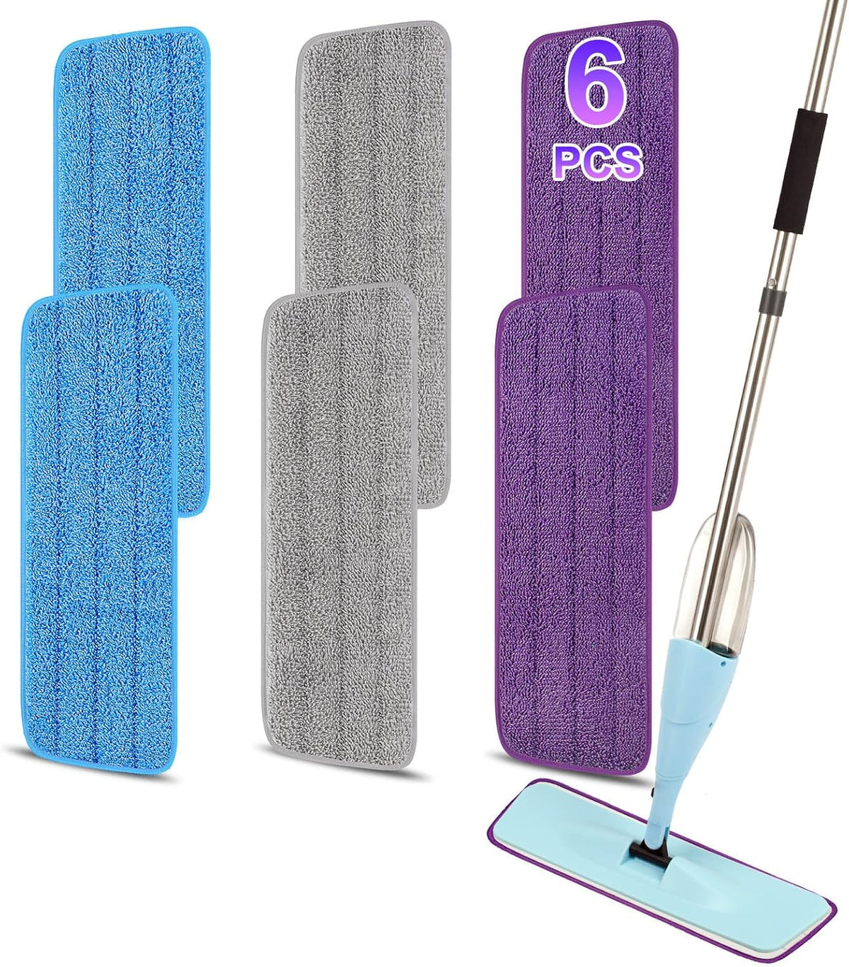 16.5 inch Reusable Mop Pads Microfiber Spray Mop Replacement Heads for Wet/Dry Mops Compatible with