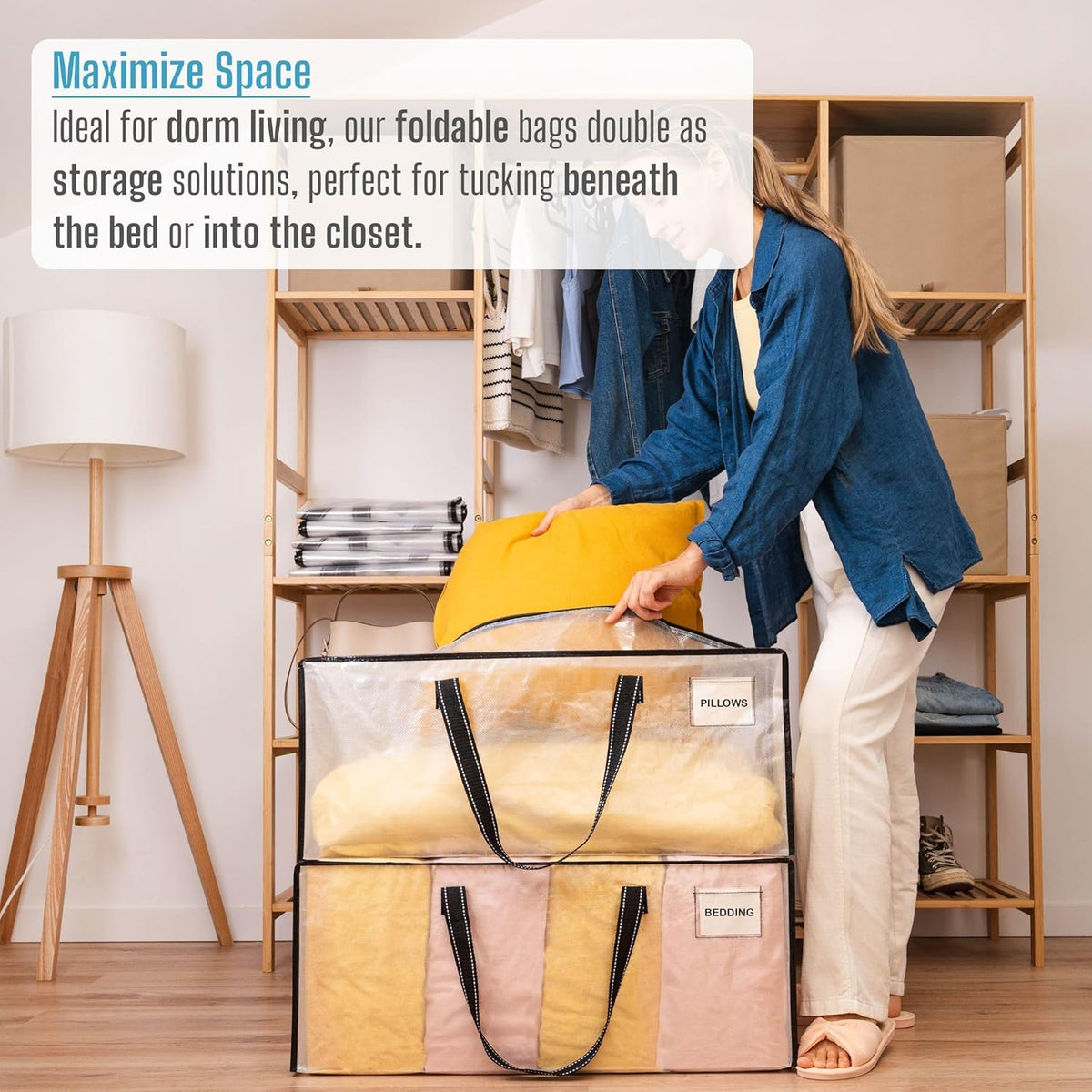 VENO 4 Pack Moving Bags Extra Large Storage Bags for College Move-In, Heavy-Duty Storage Totes