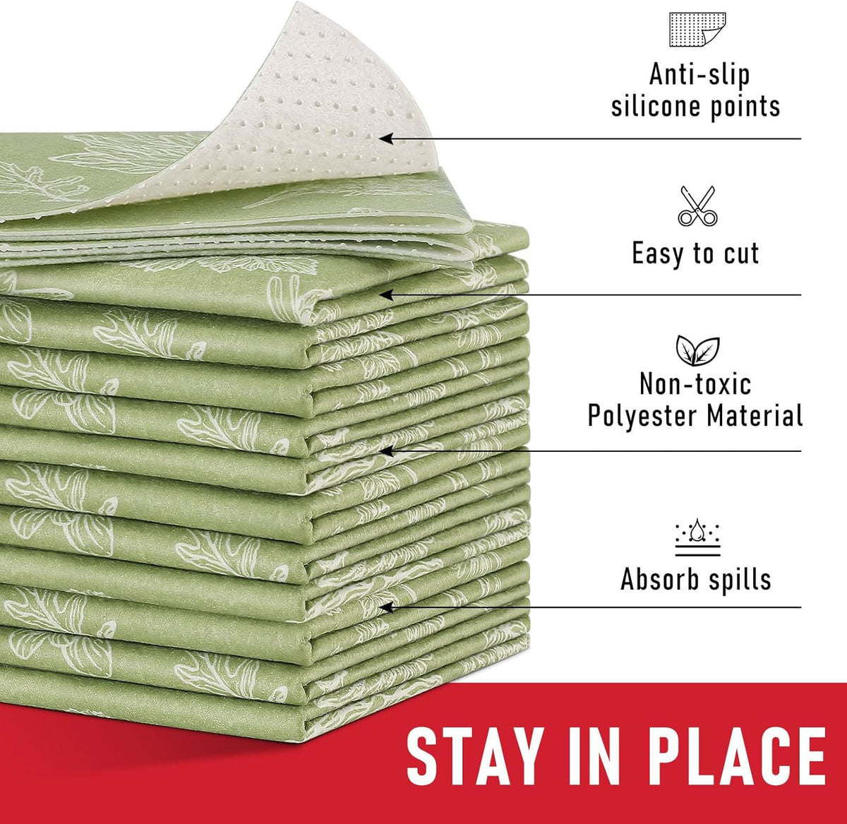 Cooyes Large Refrigerator Liners for Shelves, 12 Pack, 17.7" × 36", Fridge Drawer & Shelf Liners