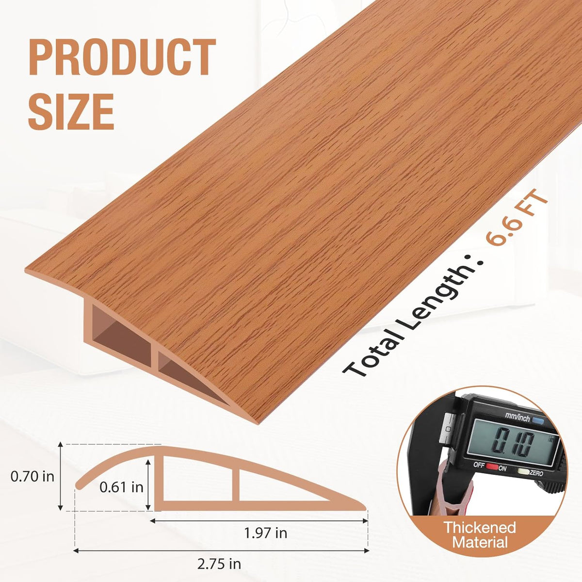 Floor Transition Strip Self Adhesive Vinyl Door Threshold for Doorways Carpet Edging Trim Overlap