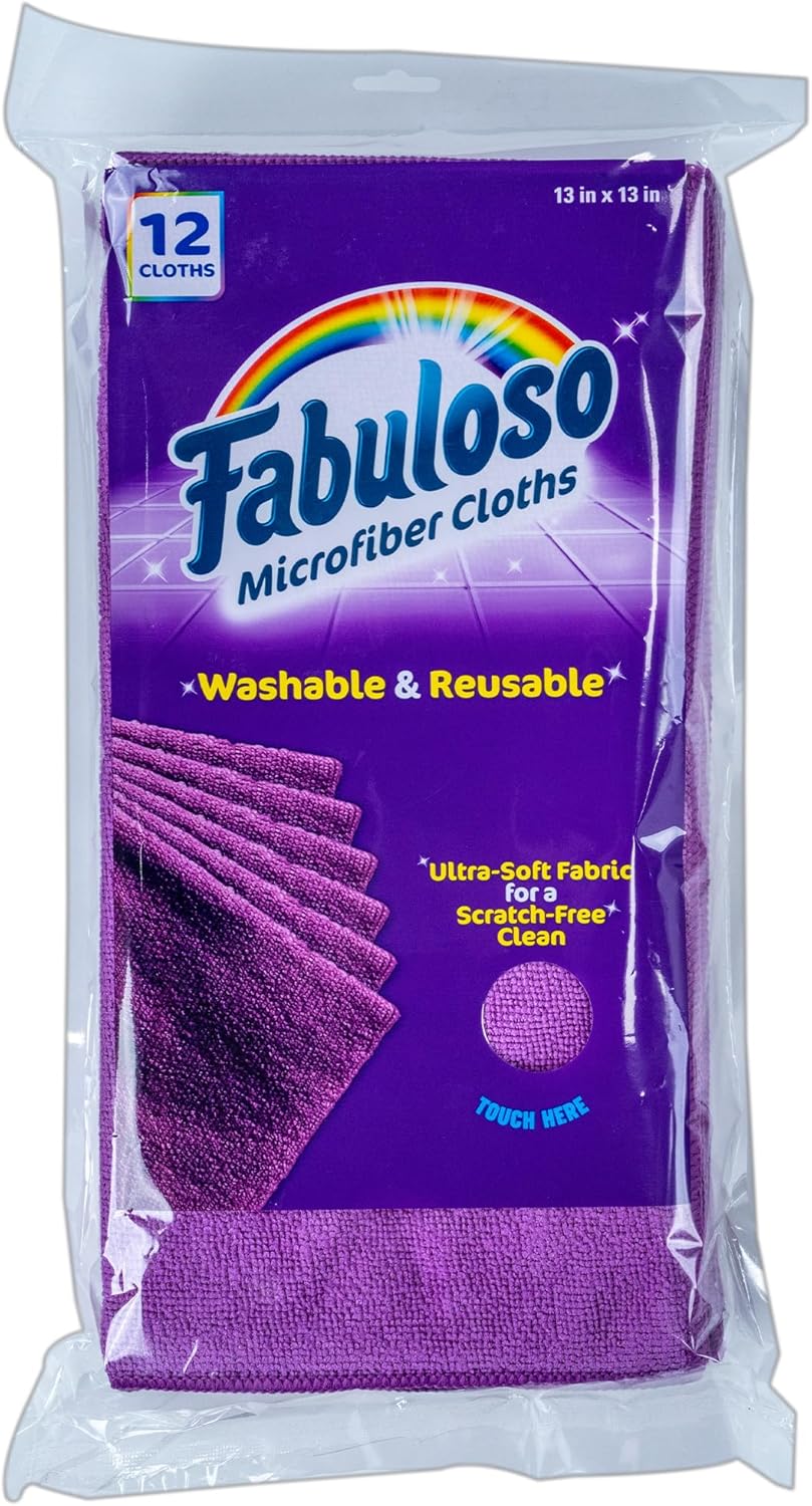 Fabuloso Microfiber Cleaning Cloths, Purple - Lint-Free, Scratch-Free Cleaning Cloths for Surfaces