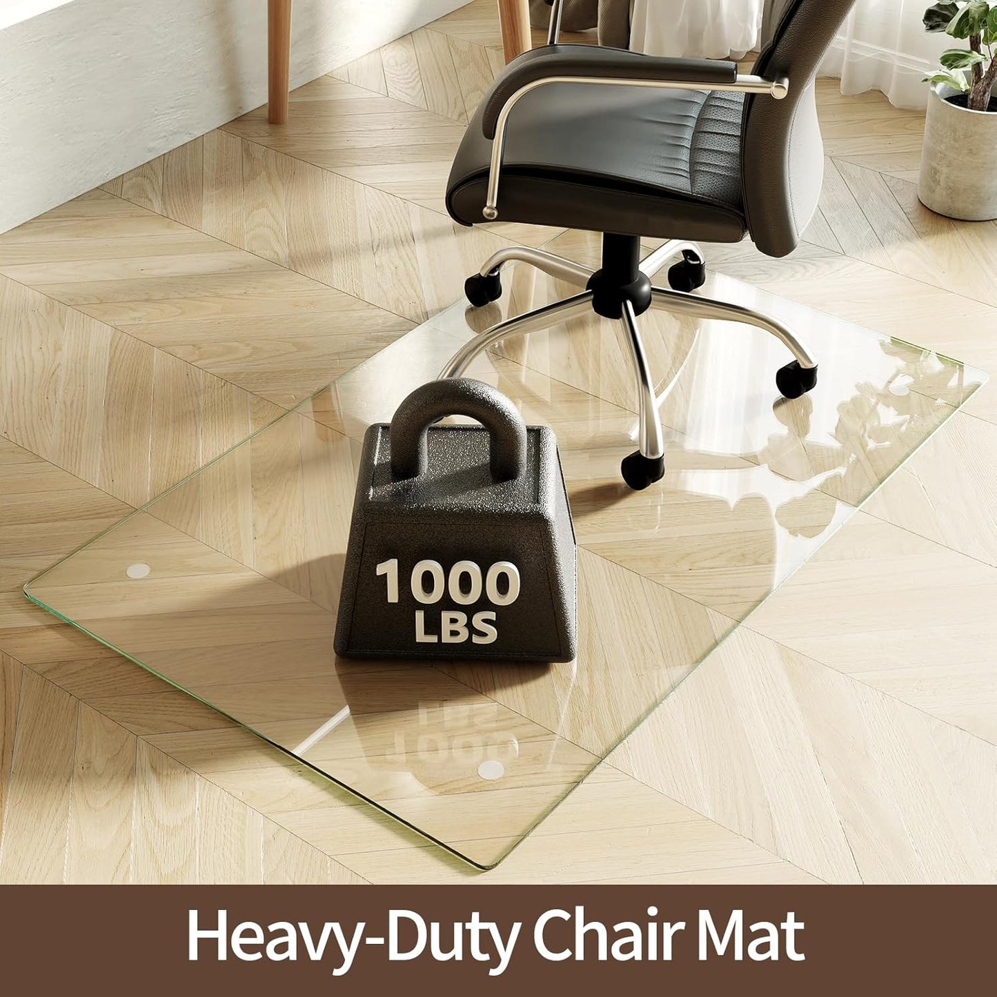 Koonmi Tempered Glass Chair Mat 30"x48" - Premium Office Chair Mat for Hardwood Floors & Low-Pile