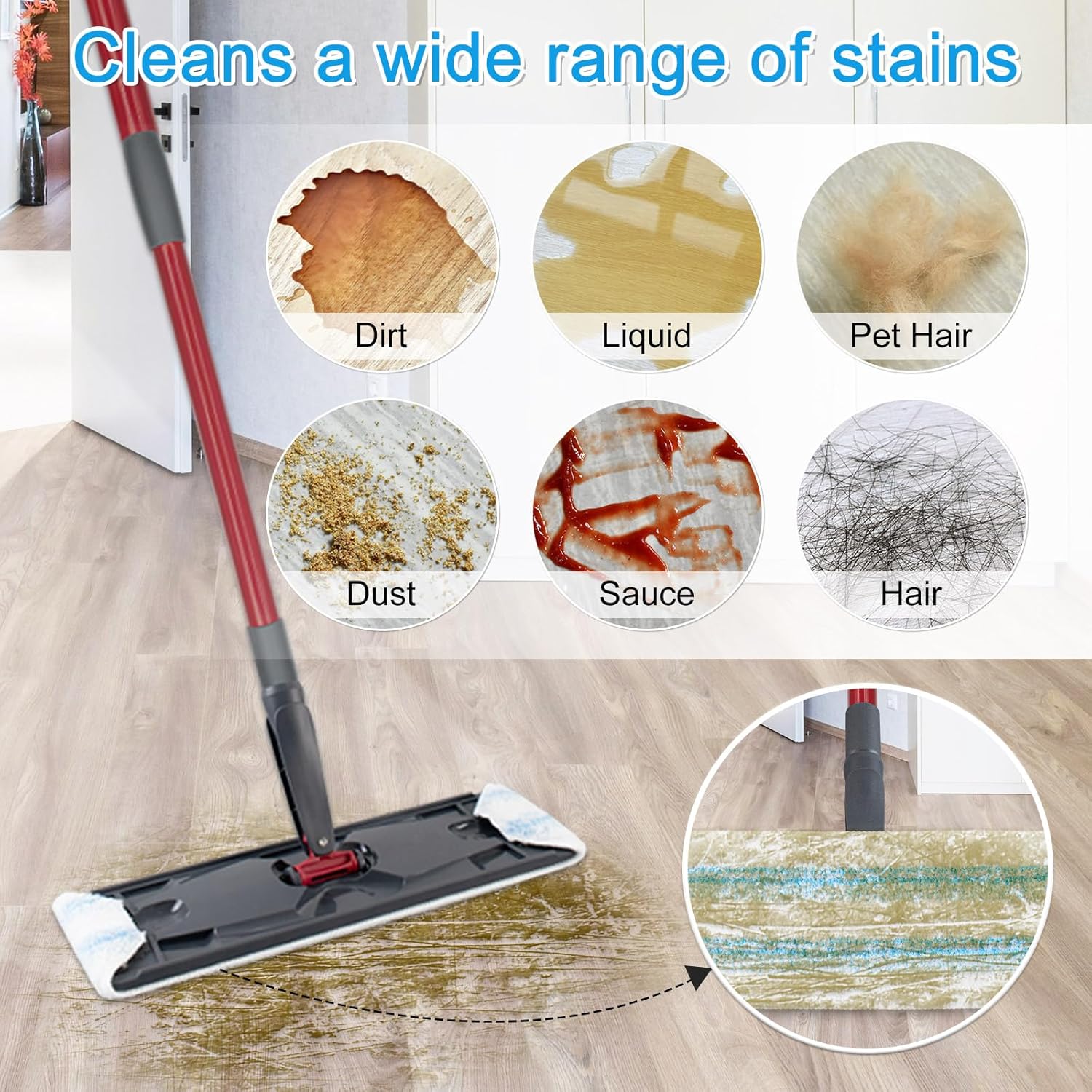 Mop Replacement Pads Compatible with O-Cedar H2prO Flat Mop System, 3 Pack Microfiber Mop Heads