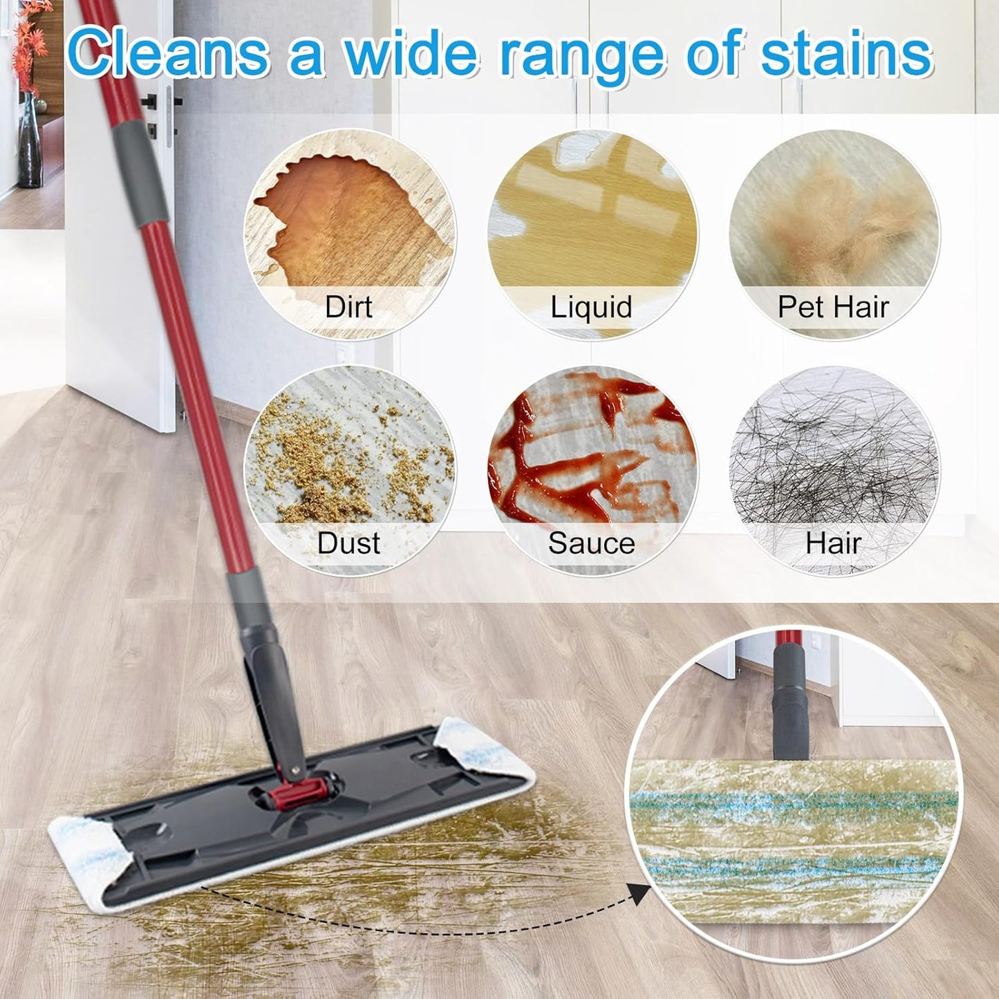 6 Pack Microfiber Replacement Mop Pads for O-Cedar H2prO Flat Mop System, Washable and Reusable Mop