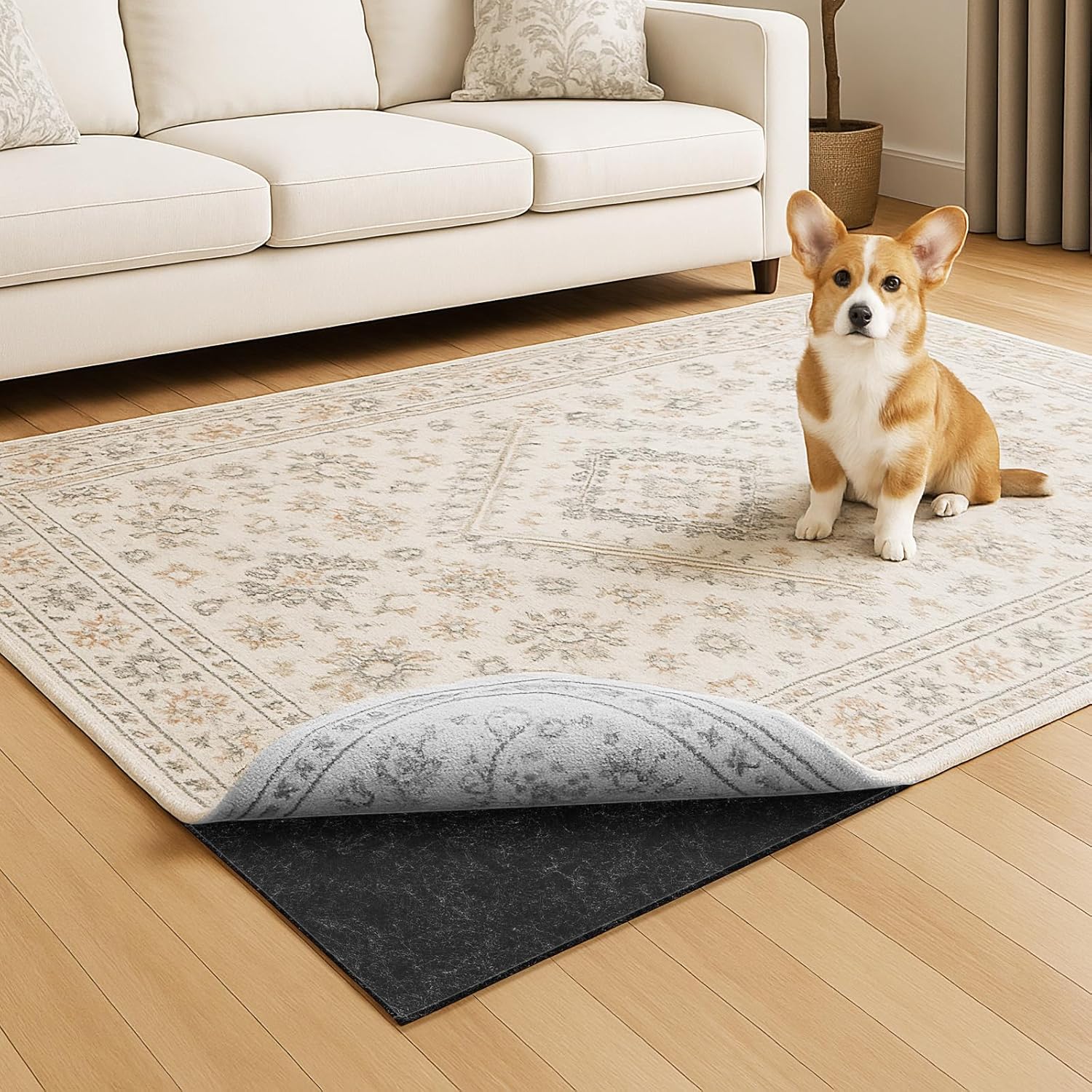 Warmstar 2x8 FT Non Slip Rug Pad,100% Waterproof Felt Rug Pad for Hardwood Floors,1/4” Thick Soft