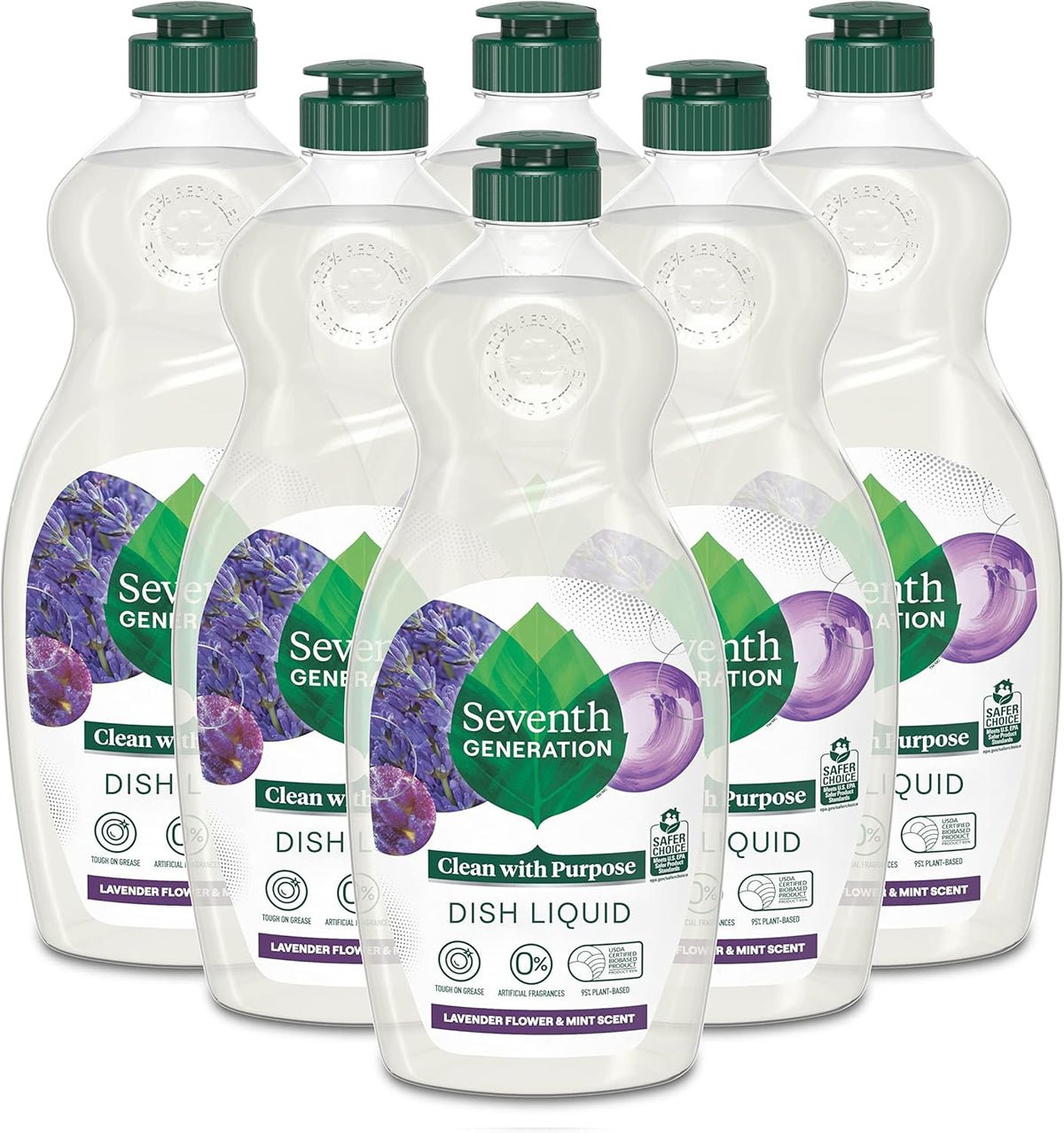 Seventh Generation Dish Soap Liquid Lavender Flower & Mint Scent Pack of 6 Dishwashing Soap Dish