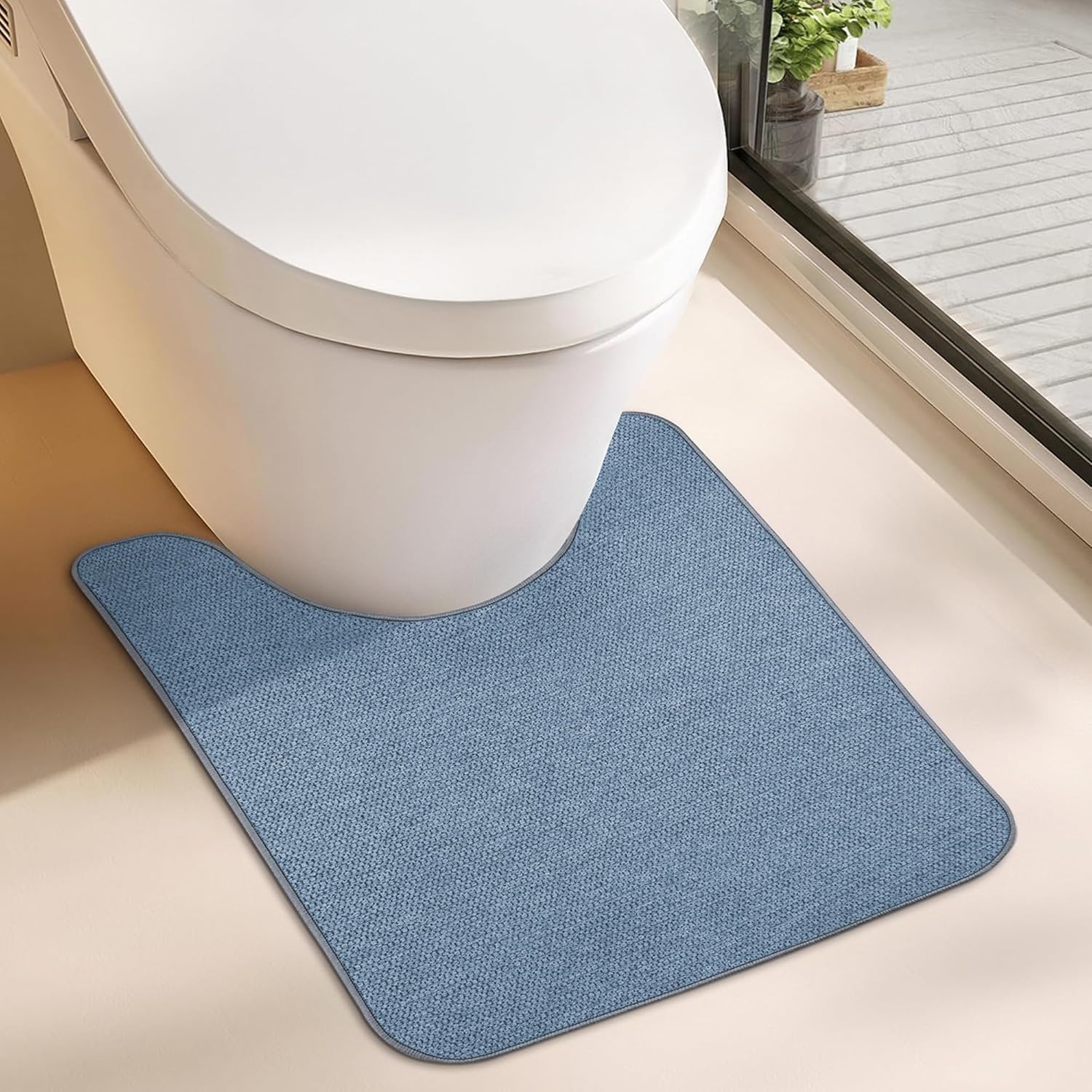 Toilet Rugs U Shaped Bathroom Rug,Machine Washable Non Slip Quick Dry Super Absorbent Ultra Thin